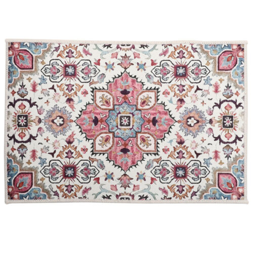  Alfombra de terciopelo de cristal estilo bohemio decoración vintage alfombra retro rejilla - Imagen 1 de 12