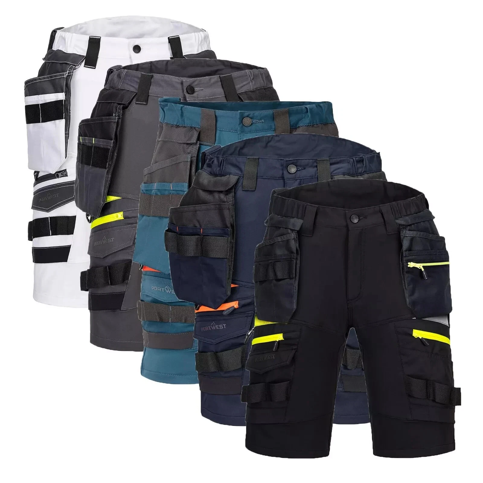 Portwest Mens DX4 Detachable Pockets Summer Shorts - Holster Pockets Work Shorts