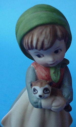 Vintage Keramik Napco Figur Mädchen Waschbär Junge Welpe Hund - Bild 12 von 15