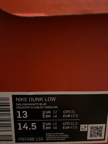 Nike Dunk Low Athletic Department University Blue UNC Size 13M FN7488-133 NEW - 第 6/6 張圖片