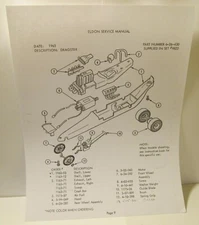 1/24 Eldon Dragster Photocopy of Schematic Diagram with Part Numbers + More