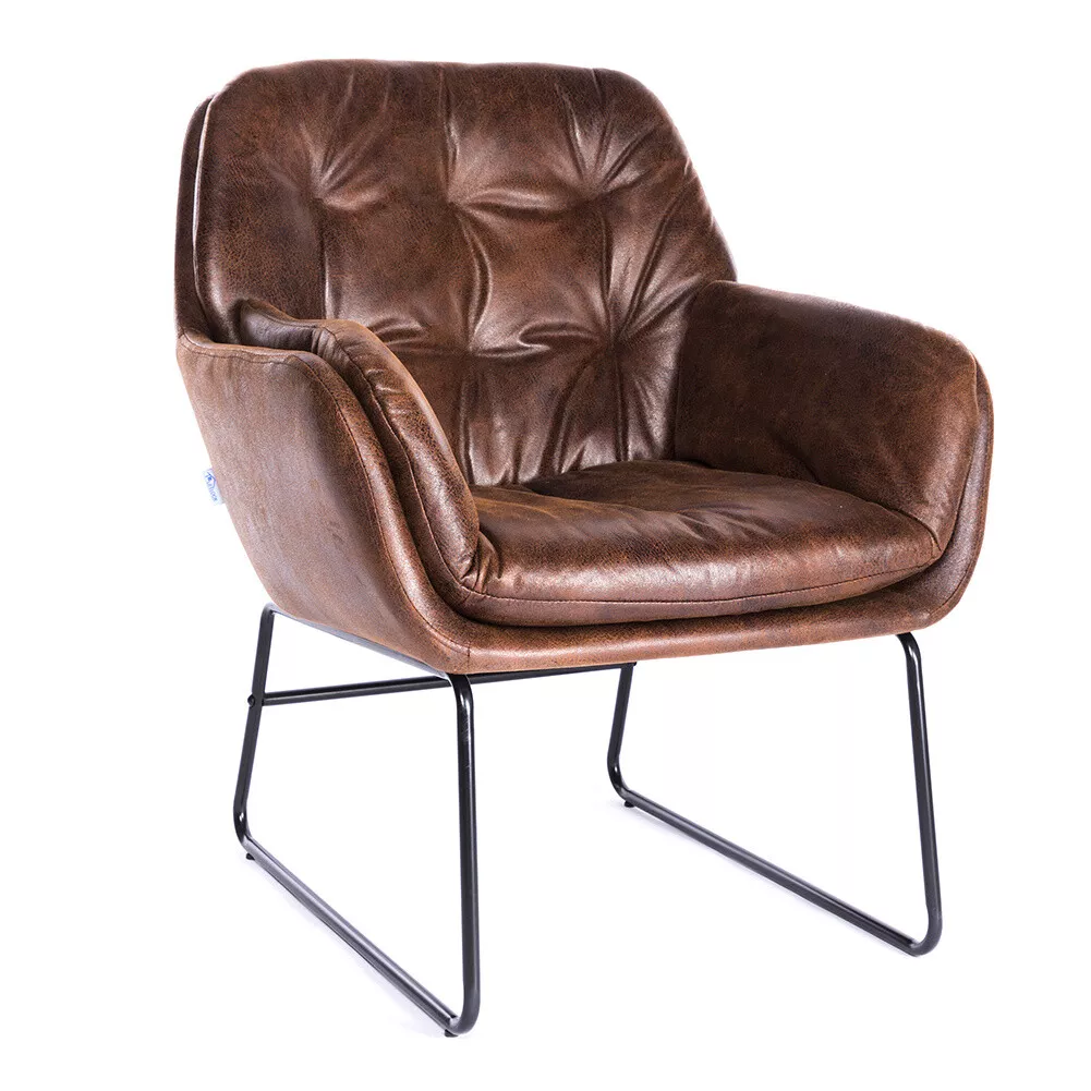 Distressed leather accent chair deals