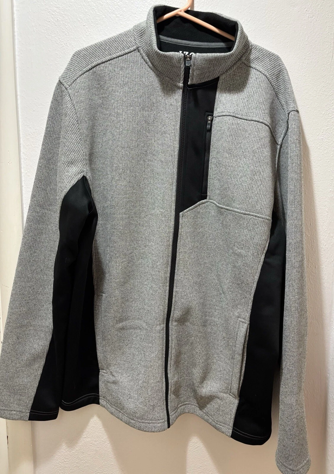 Izod Advantage Performance Men's XLT Gray Microfleece Backed Full Zip Jacket