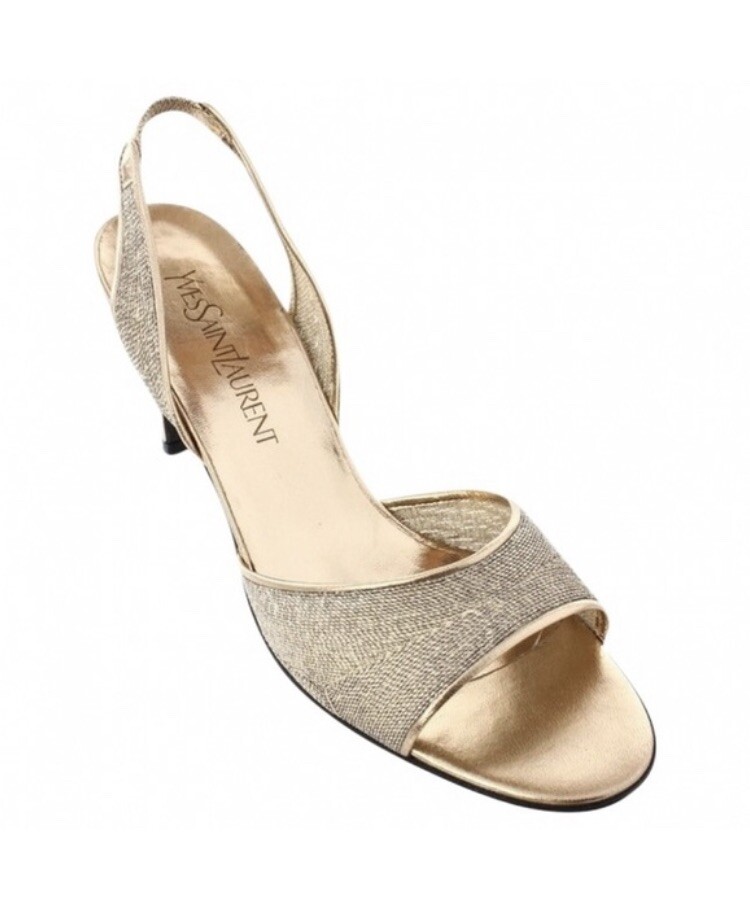 Sandalo SLINGBACK originale preamato SAINT LAURENT taglia 9 5 oro Giselle pelle maglia
