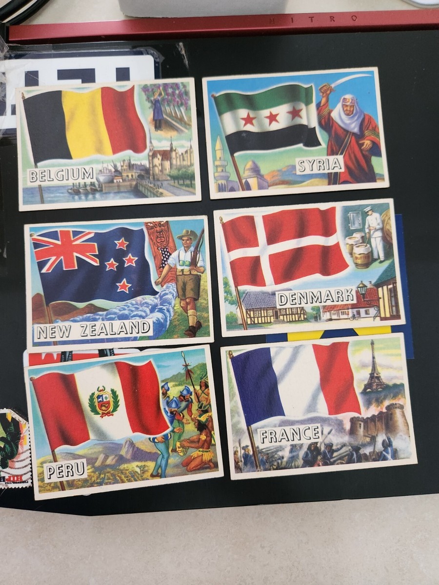 『世界の偉大な歴史的』コレクション Vintage 1956 Lot Of 6 TCG Flags of the World Trading Cards Printed