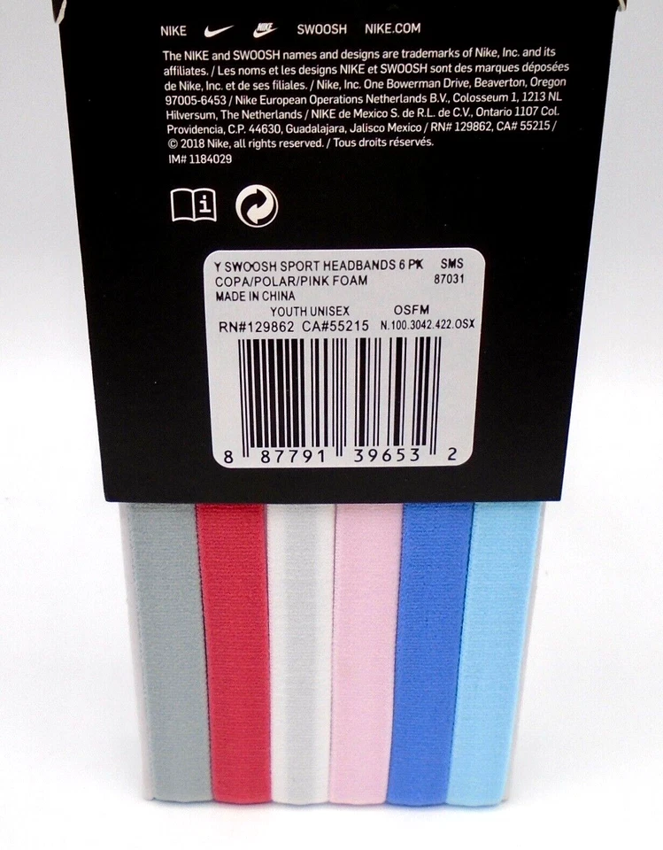 Pacote com 6 tiaras Nike juvenis sortidas 6PK Copa/polar/rosa - Imagem 3 de 4