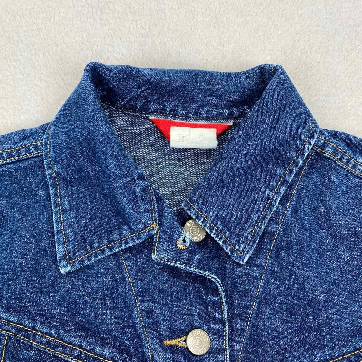 Vintage Esprit Jacket Size XS Dark Wash Denim Button Up Pockets Trucker Y2K
