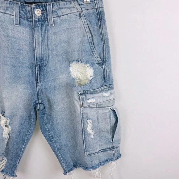 Shorts jeans feminino Hudson lavagem leve jeans cargo Jane relaxed 25 - Imagem 3 de 4
