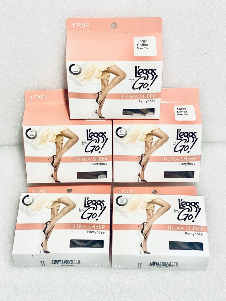 L'eggs to Go! Ultra Sheer Pantyhose - Large - Coffee Sheer Toe - 5 NEW Pairs - Image 3 of 4