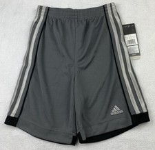Adidas Boys Boy's Basketball Active Training Shorts Grey/White Size 6 NWT