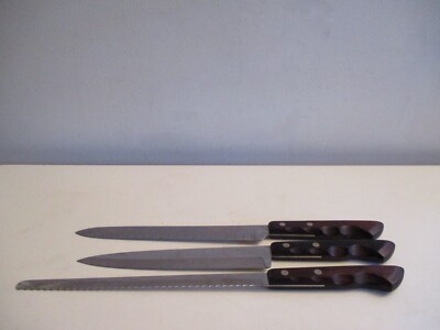 Vintage 3 Pc 1959 Ekco Arrow Flint Cutlery Carving Set Stainless Vanadium Steel 