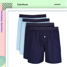 Club Room Men's 4-Pk Cotton Boxers, Navy, Size-XL