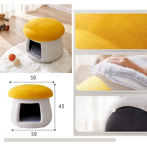 Cat House Bed Cave Soft Cushion Kitten Pet Mat Dog Puppy Basket Mushroom Nest - Picture 7 of 14