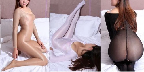 100D Brillante Brillante Gato Traje Baúl Manga Transparente Bodyhose Uno Conjunto Vestido Calcetines Foto 4 de 4