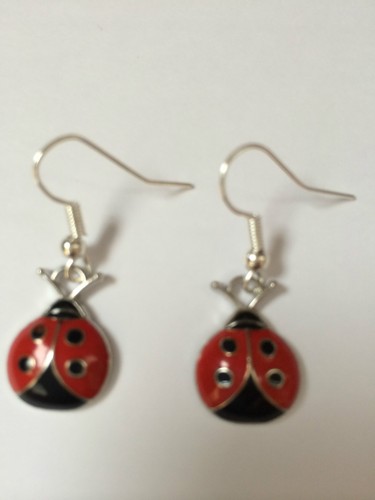 ❤️ L ADYBIRD DANGLE EARRING AND NECKLACE SILVER PLATED CHAINChristmas Xmas Gift - Picture 4 of 7