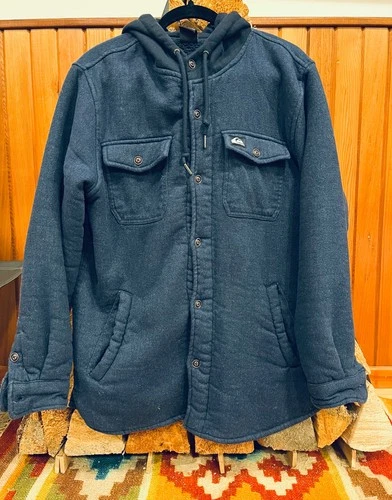 mens vintage quiksilver sherpa lined hooded flannel medium video thumbnail