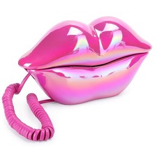 Funny Lip Telephone with Number Storage Function Rose Red Landline Telephone