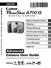 Canon POWERSHOT A710 IS Digital Camera User Owner Instruction Manual