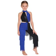 Kids Girls Jumpsuit Halter Dancewear Jazz Bodysuit Stage Practice Cutout Back
