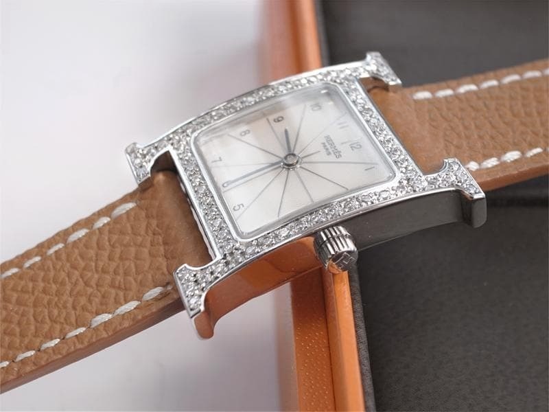 Exc+5 Hermes H Watch Diamond Bezel Stainless Steel Ladies Watch With Hermes Box image 3