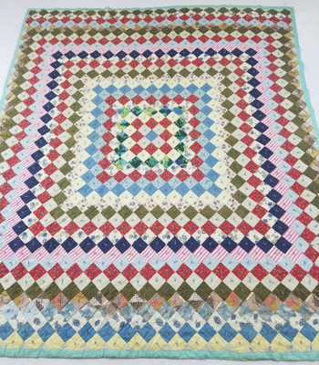 Vintage handgefertigte schöne Reise um die Welt mehrfarbig Quilt 84x70 Zoll