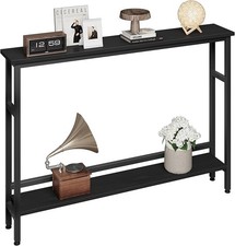 Slim Long Behind Couch Narrow Sofa Table with Adjustable Shelf for Small Spaces