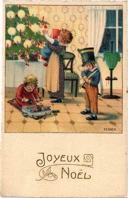 PC PAULI EBNER, ARTIST SIGNED, CHILDREN, NOEL, Vintage Postcard (b65862)