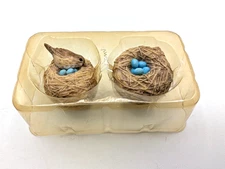 MARJOLEIN BASTIN Hallmark Bird Nest Clip Pair, Blue Eggs Ornaments Vintage,  NEW