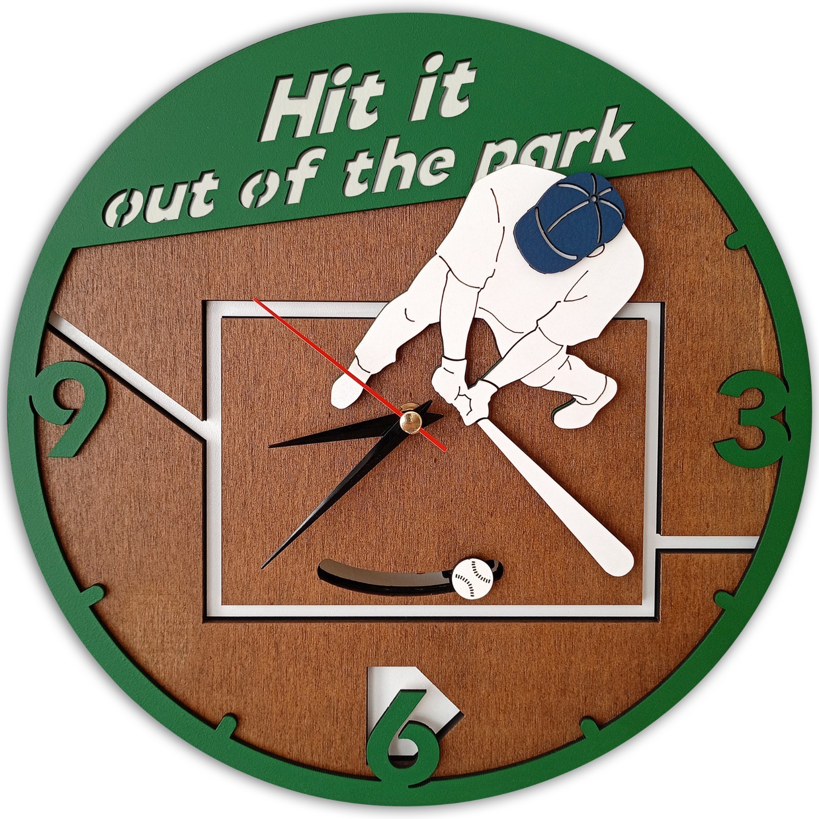 Personalized Baseball Swinging Wall Clock, Gift for Fan Playe or Coach Baseball