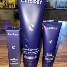 Curology 3 Pc Bundle . Acne Body Wash , Gel Moisturizer , Facial Cleanser