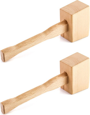 Wooden Mallet, 2 Pack 9.5'' Manual Ice Hammer Mallet Beech Solid Carpenter Wood H