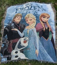 Disney Frozen Woven Tapestry Throw Blanket 55x45 Anna Elsa Olaf Kristoff