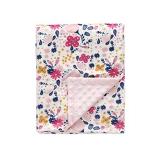 Minky Floral Baby Blanket for Girls Soft Plush Receiving Crib Blanket for New...