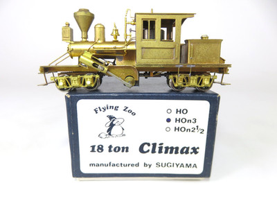 Flying Zoo Brass HOn3 Scale 18 Ton Climax Steam Logging Locomotive