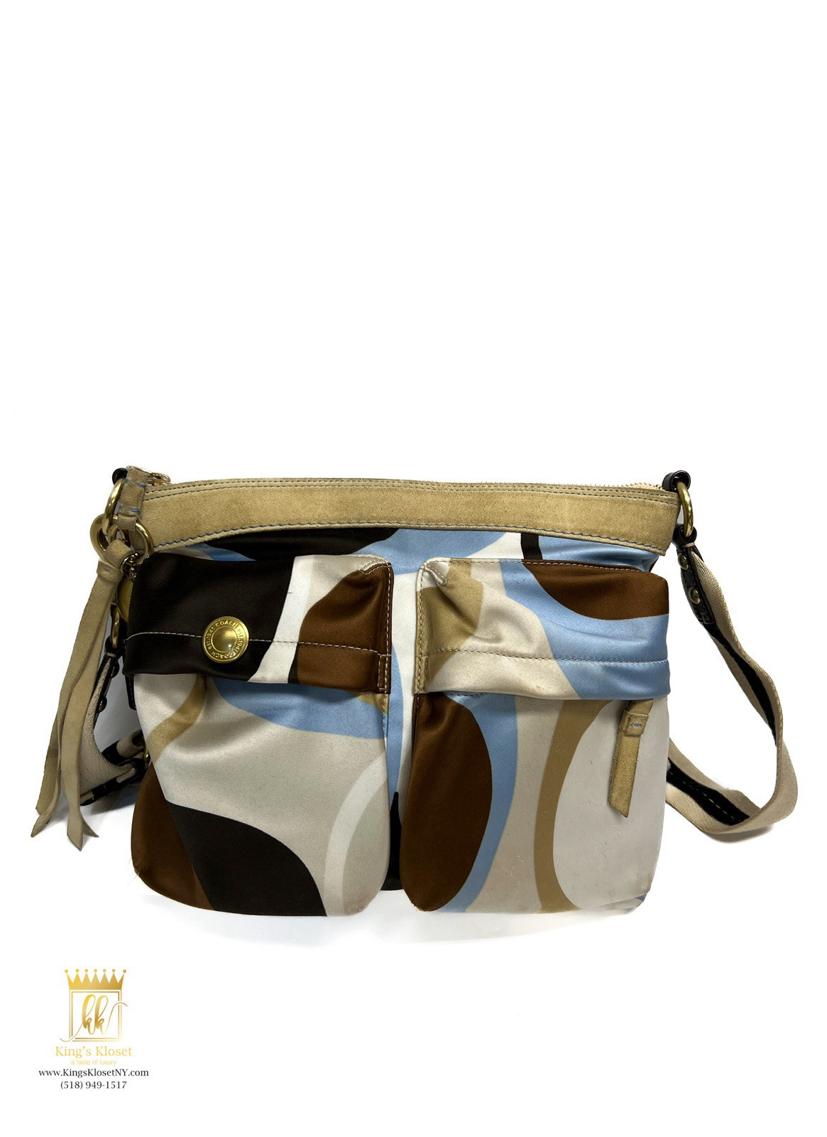 Vintage Coach Scarf Print Crossbody Bag with Stylish Design