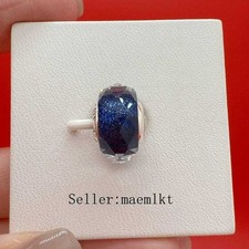 925 sterling silver Faceted Blue Murano Glass Charm For Bracelet,Murano Charm