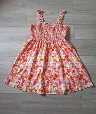 Shein Pink & Orange Floral Silky Flared Dress Frilled Straps Holiday UK18/20 2XL