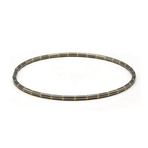 Collier Halskette aus Stahl und 18 karätigem 750 er Gelbgold Magnetverschluß