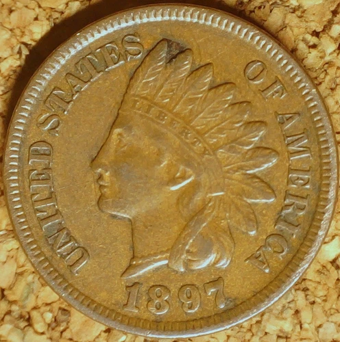 1897 Indian Head Cent - AU WARM BROWN  (M708)