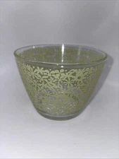 IKEA Glass Dessert Bowl Ideel Green Flower Pattern Retired Replacement Piece