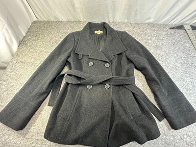 Jonathan Michael Womens 100% Wool Jacket/Pea Coat Sz 10 Buttons Lined Belt NICE!