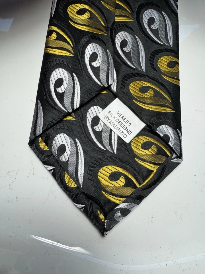 NUEVO CON ETIQUETAS VERSO 9 MULTICOLOR ESTILO PAISLEY ESTAMPADO SEDA DISEÑOS CORBATA Y PAÑUELO Foto 4 de 4
