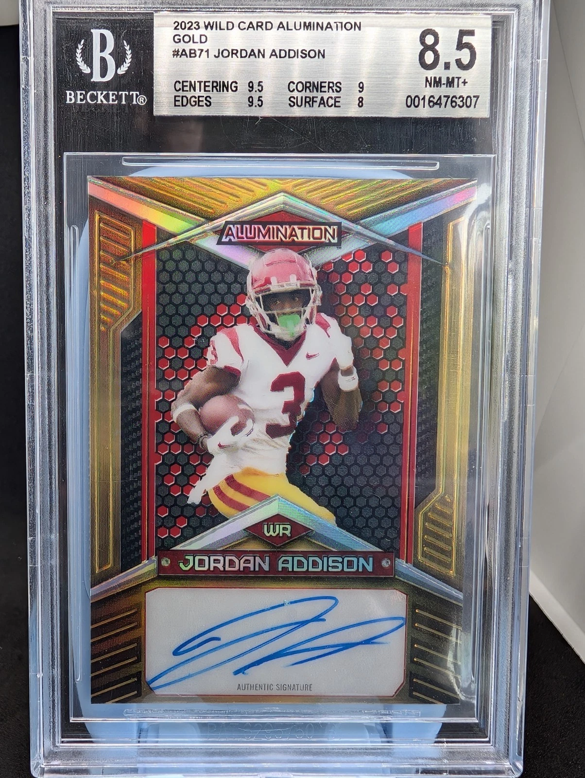 Jordan Addison Wild Card Alumination Draft Autographs #AB71 Rainbow-Gold
