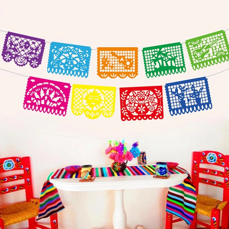 Guirnalda del Cinco de Mayo para decoración de pancarta de papel de picado de papel de fiesta mexicana Foto 4 de 4