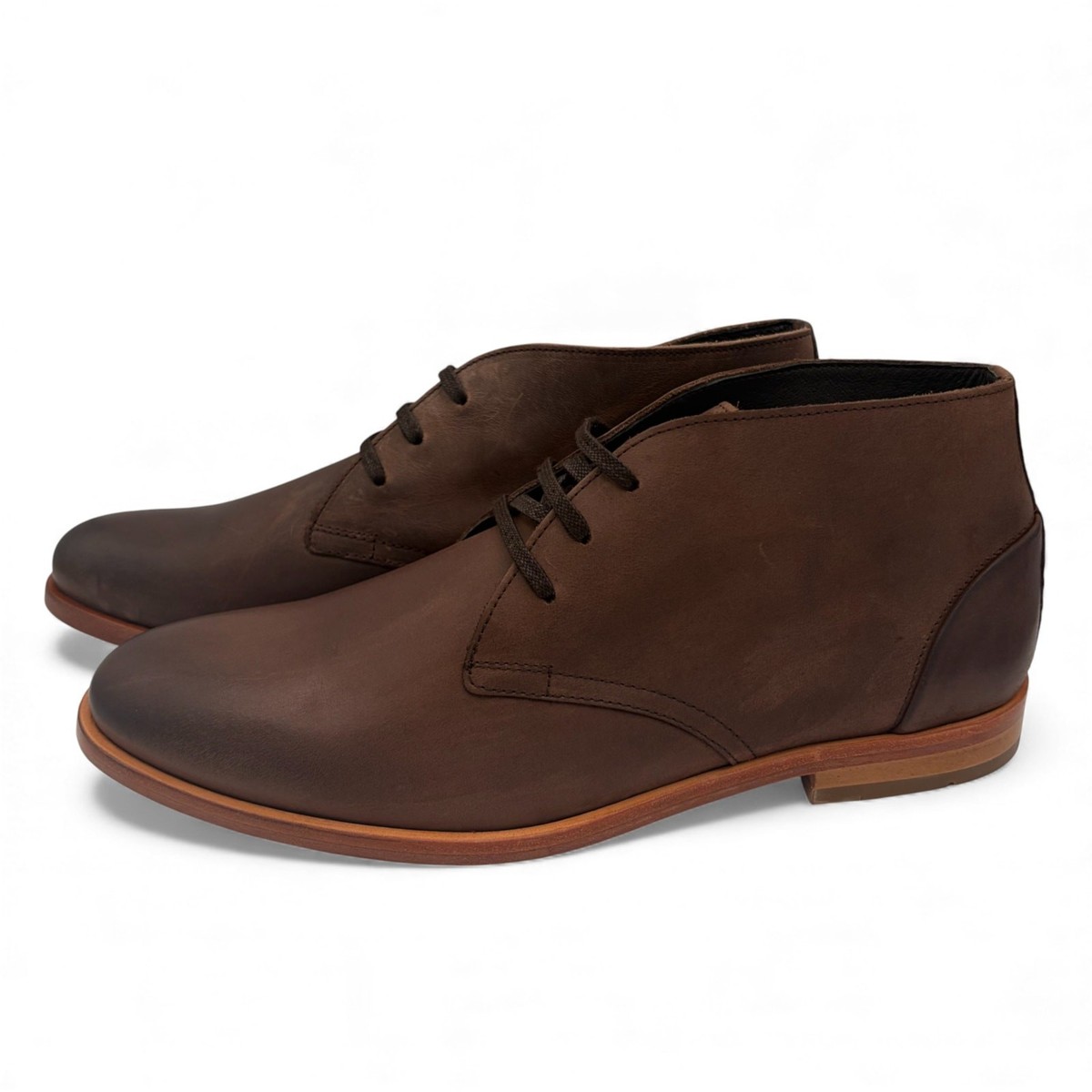 Wolverine Mens 11M Chukka Boots Brown Leather Suede Rugged Work Lace Up Casual Wolverine Mens 11 M Brown Leather Chukka Ankle Boots Moc Toe  main image 2