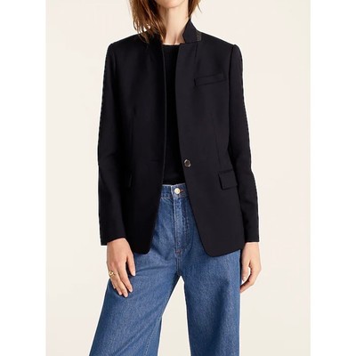 J Crew Womens Sz 6 Regent Blazer Wool Flannel Stretch Lined Sngl Breast Navy NEW