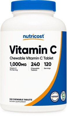 Nutricost Vitamin C Chewable (1,000mg) 240 Tablets - Vegan, 120 Servings