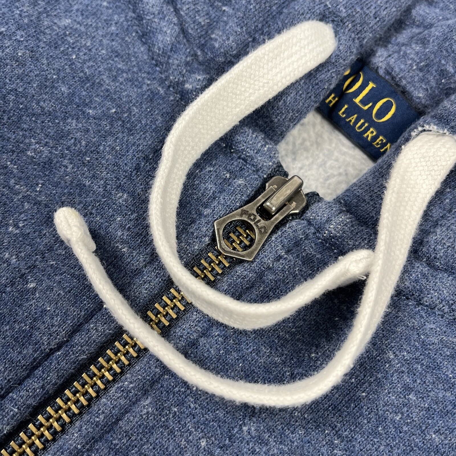 Polo uomo Ralph Lauren blu full zip con cappuccio taglia media rossa pony...