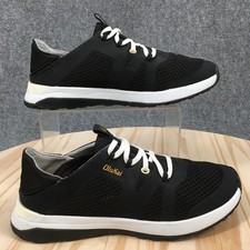 OluKai Huia Shoes Womens 7 Sporty Comfort Lace Up Sneakers Black White Mesh