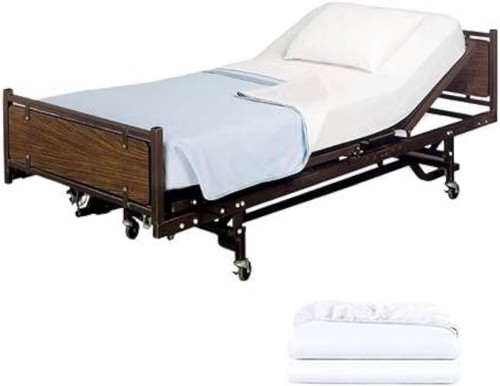 2 Pack Fitted Hospital Bed Sheets with Elastic All Around for a Cotton Rich S...